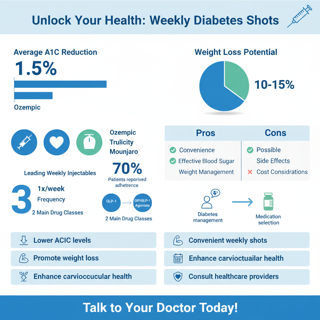 Infographic: Key Players: Popular Weekly GLP-1 & GIP/GLP-1 Agonists best weekly type 2 diabetes shots - Data Infographic and Statistics