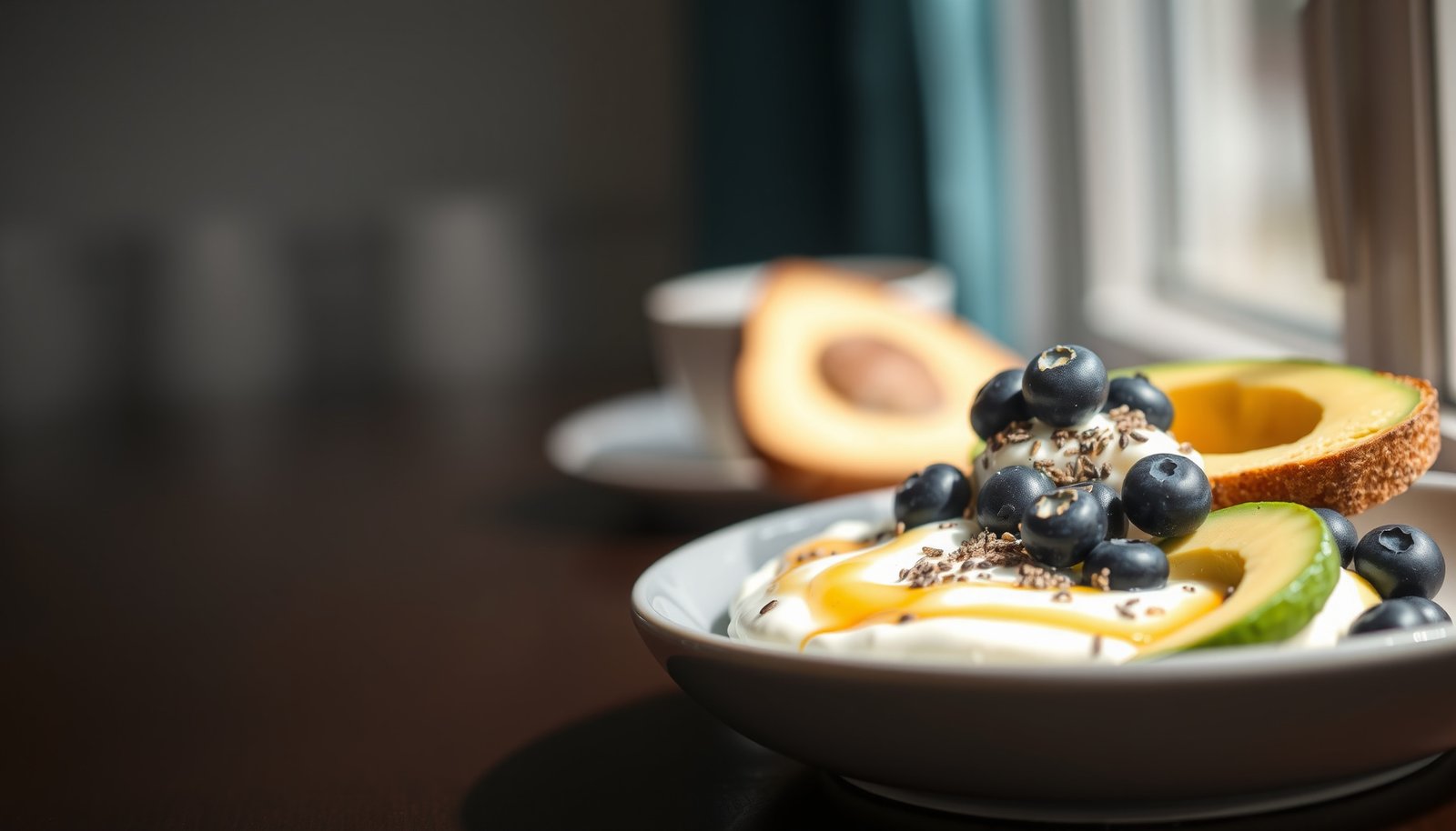 A healthy breakfast plate ideal for managing Type 2 diabetes, featuring whole grains and fresh fruits.
