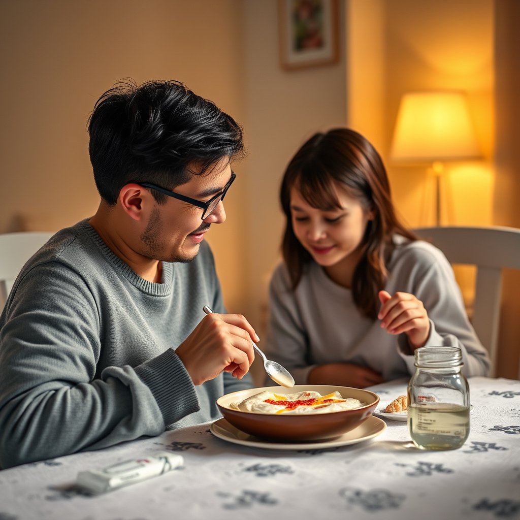 Illustration of healthy breakfast options for pregnant women with diabetes to maintain stable blood sugar levels.