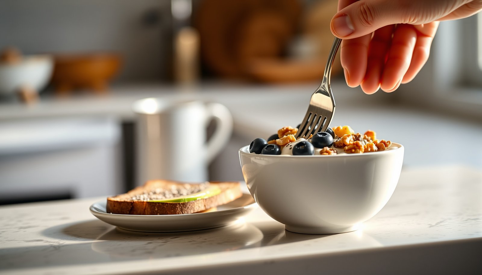 Healthy breakfast options for Type II diabetes management, including whole grains and fruits.