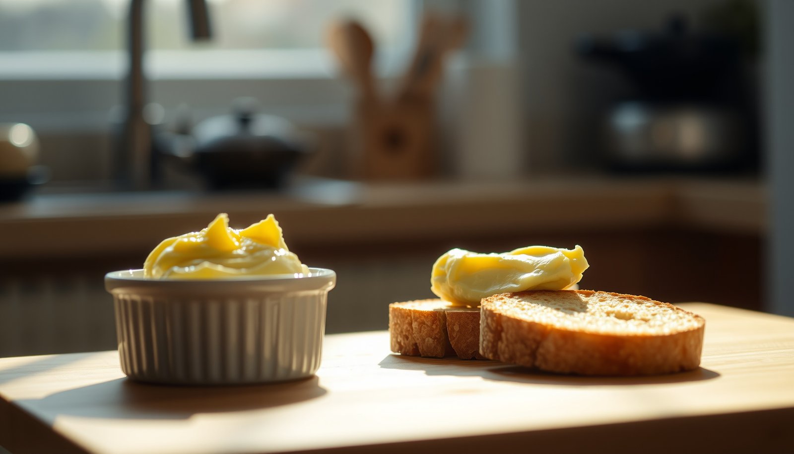 Various butter spreads suitable for diabetics displayed on a table