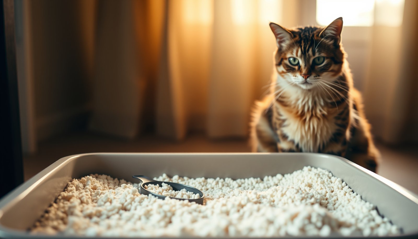 Image showcasing the best low-dust cat litter options for diabetic cats, promoting a stress-free environment.