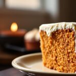 Delicious lower-sugar carrot cake suitable for diabetics, showcasing a slice with cream cheese frosting.