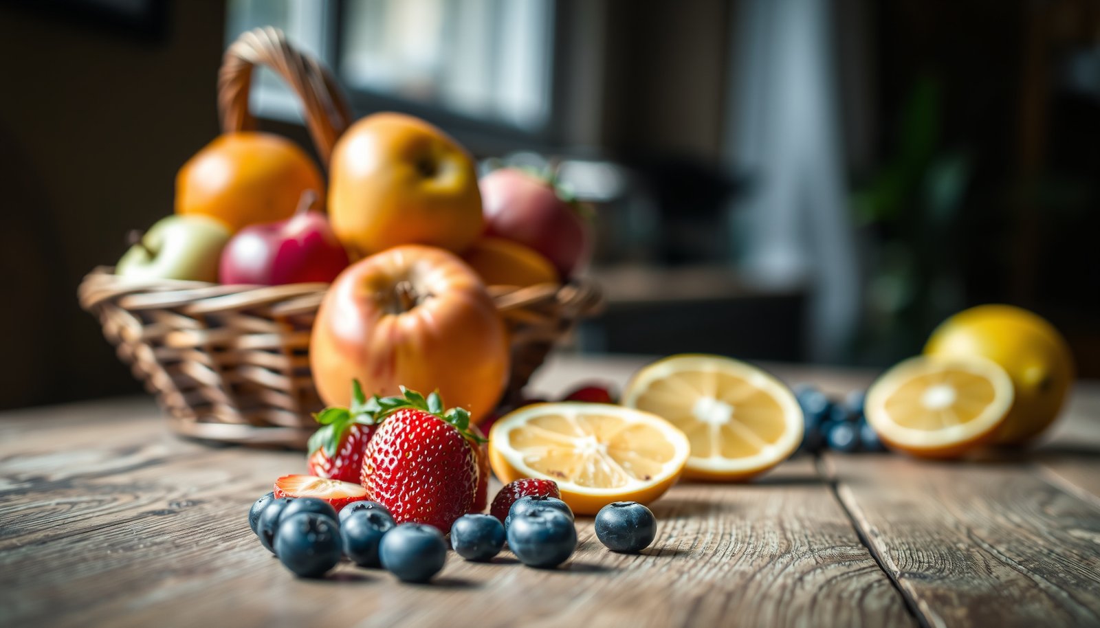A colorful assortment of the 7 best fruits for diabetics, promoting blood-sugar-friendly choices.
