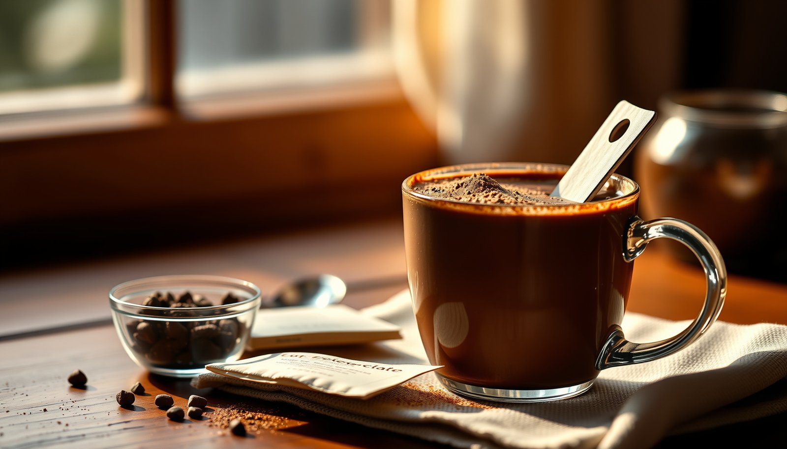 Delicious low-sugar hot chocolate mix options for diabetics showcased in a cozy setting.