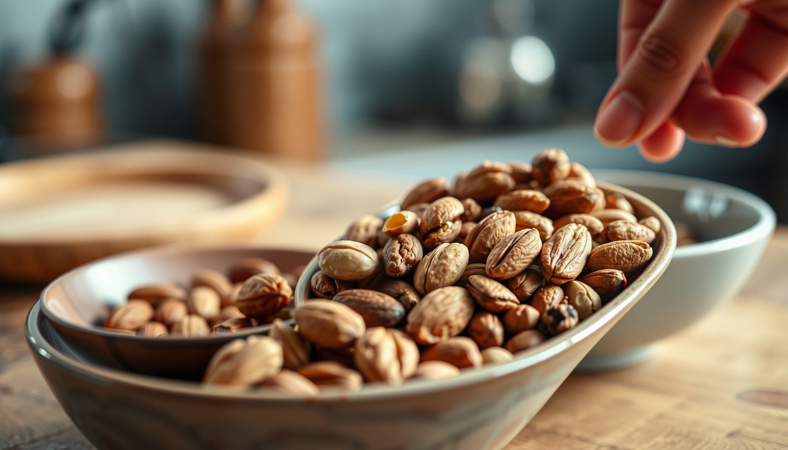 Selection of healthy nuts suitable for diabetes management and nutrition.