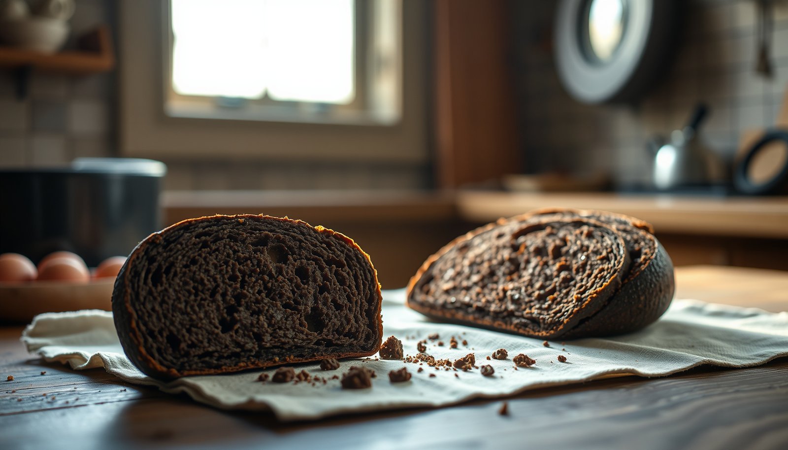 Delicious slices of pumpernickel bread ideal for diabetics, showcasing healthier options.