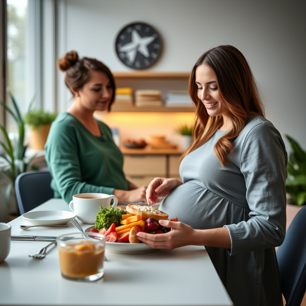Infographic showing who should focus on breakfast timing for gestational diabetes management