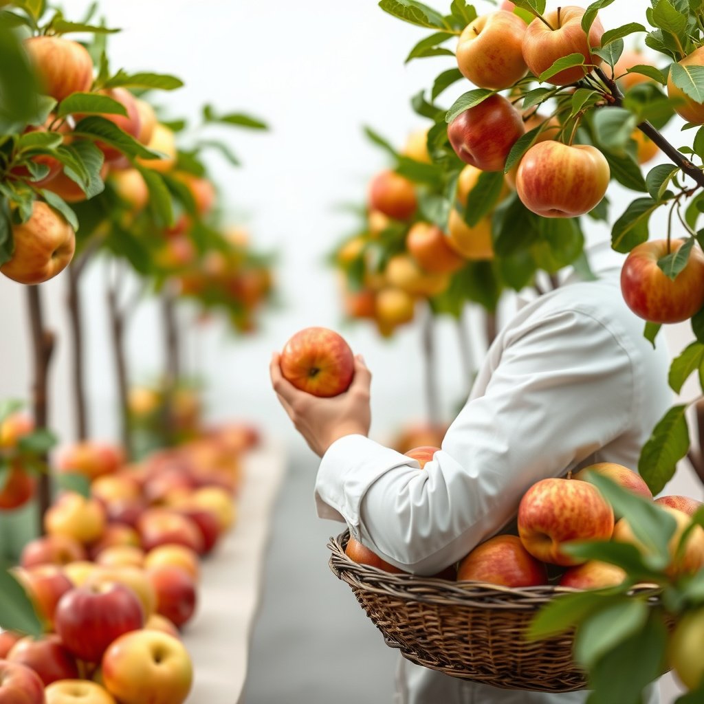 A person selecting the best apples for diabetics, focusing on sugar content and health benefits.