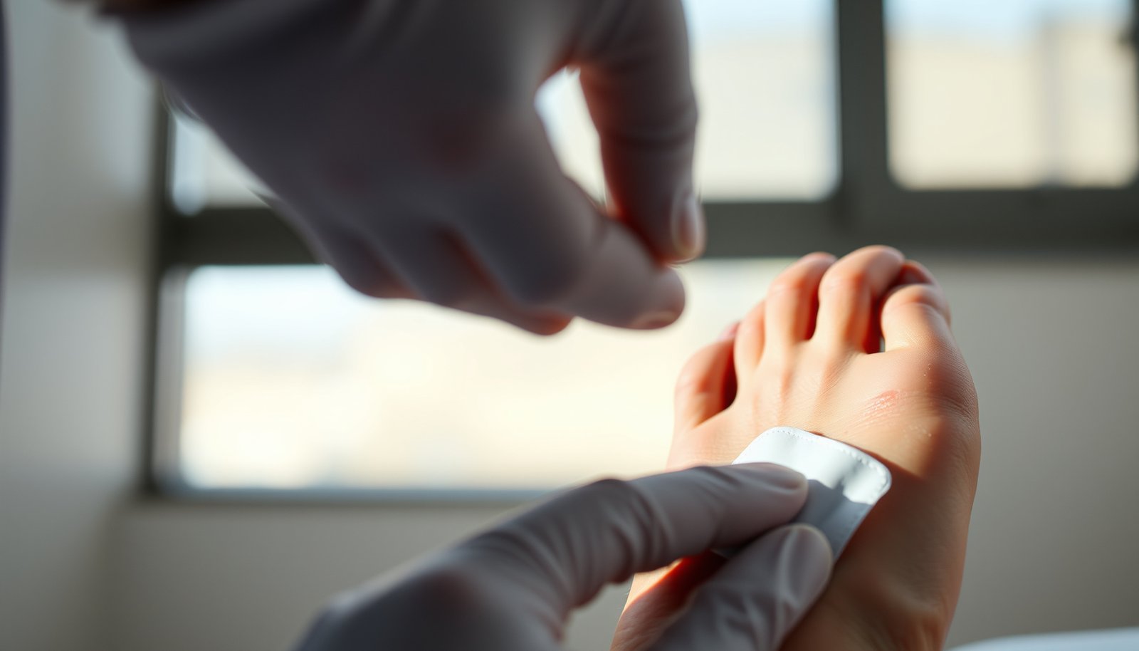 A diabetic patient examining their feet to prevent ulcers and infections with proper foot care techniques.