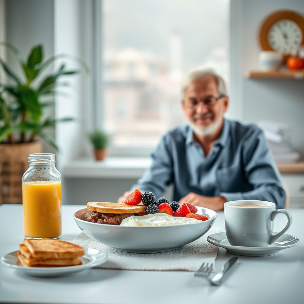 A colorful plate showcasing a balanced diabetic-friendly breakfast with low-sugar options.