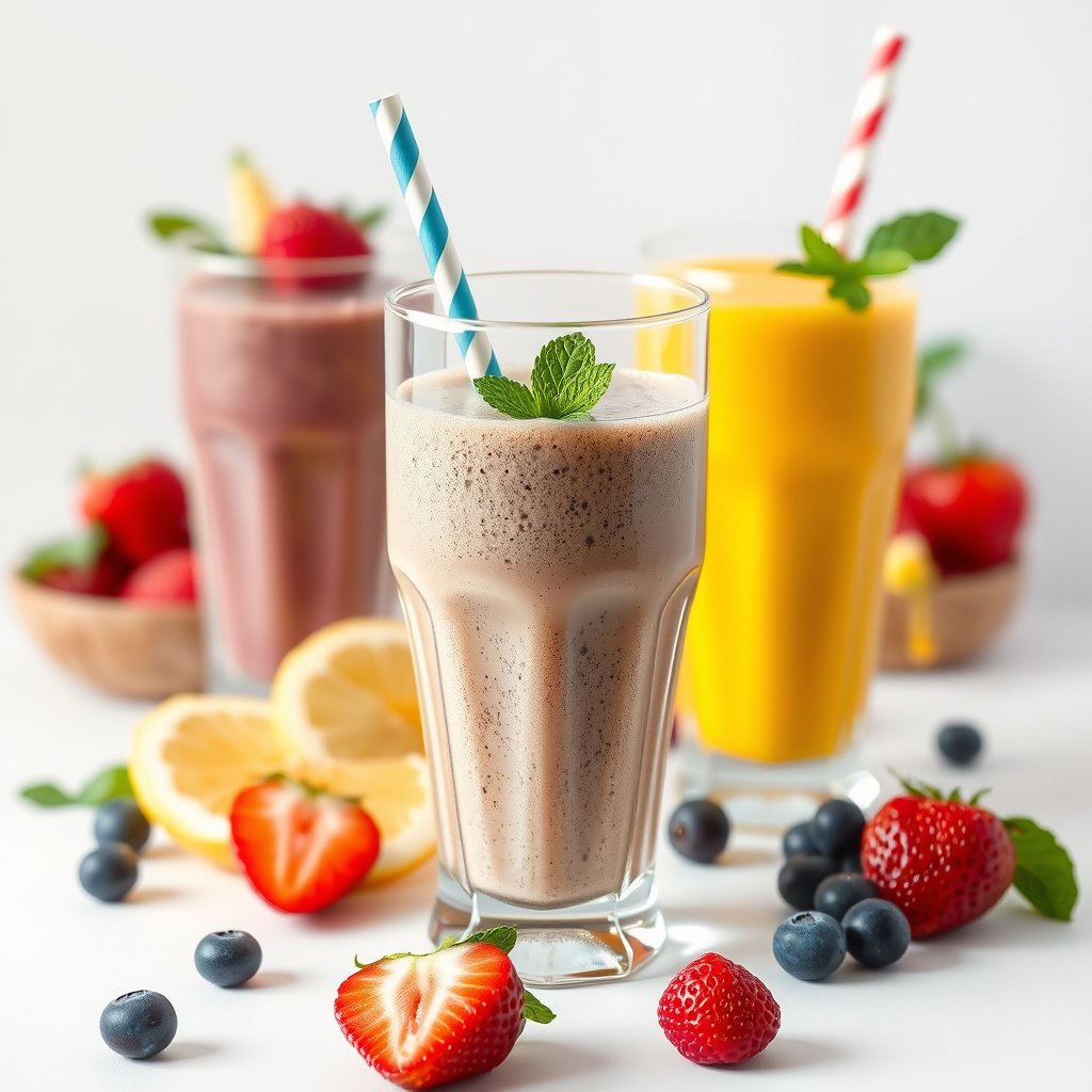 A colorful diabetic-friendly breakfast smoothie with low-sugar ingredients and fresh fruits.
