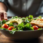 Colorful low-carb salads suitable for diabetics, promoting blood sugar control and healthy eating.