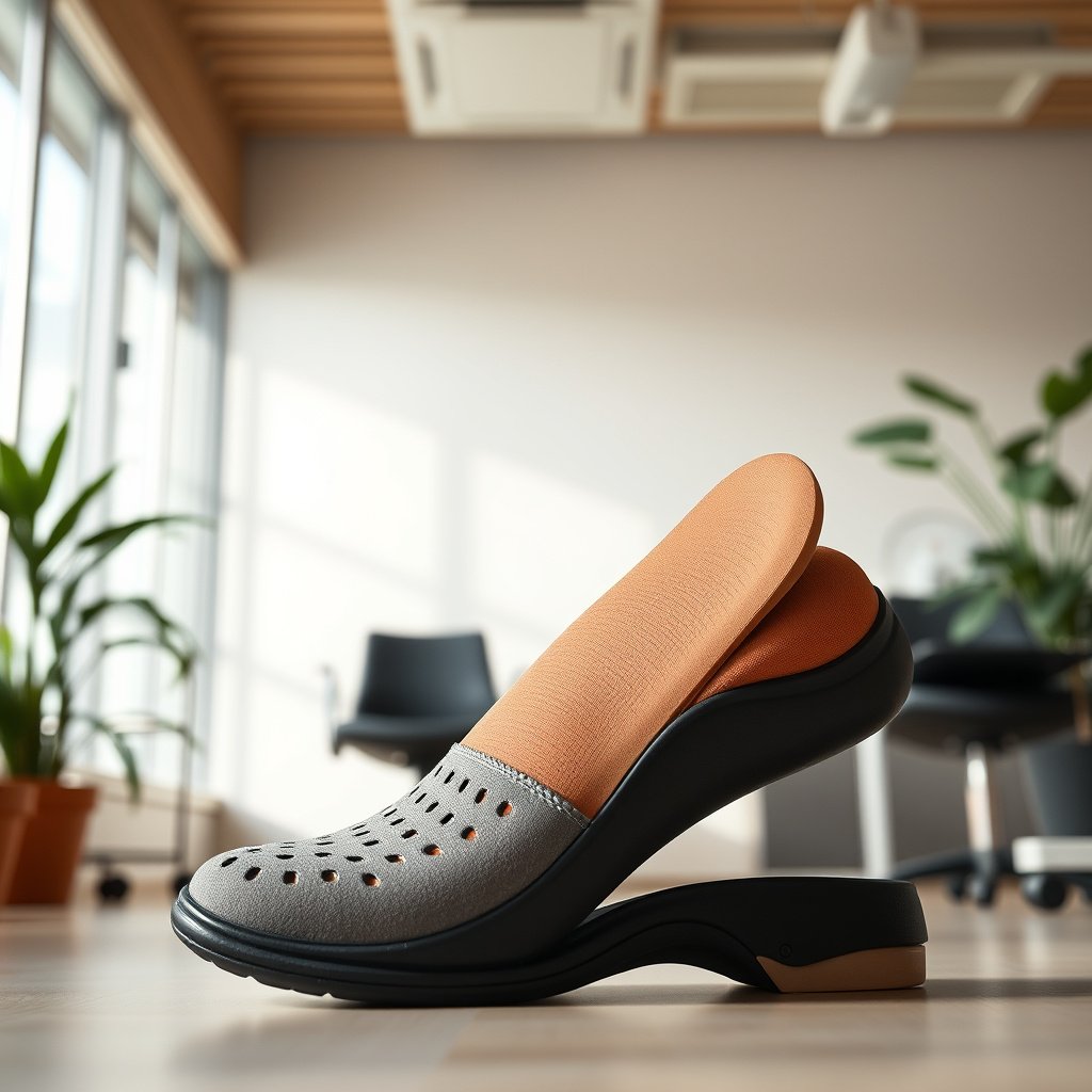 Illustration showing the function of diabetic shoe inserts for comfort and support.