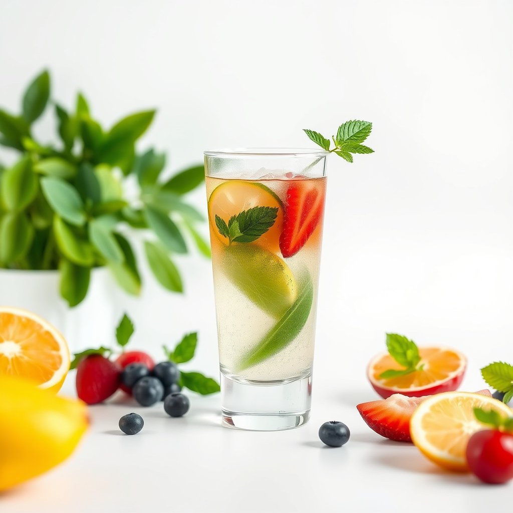 An array of healthy drink options suitable for diabetics, including water, herbal tea, and low-sugar beverages.